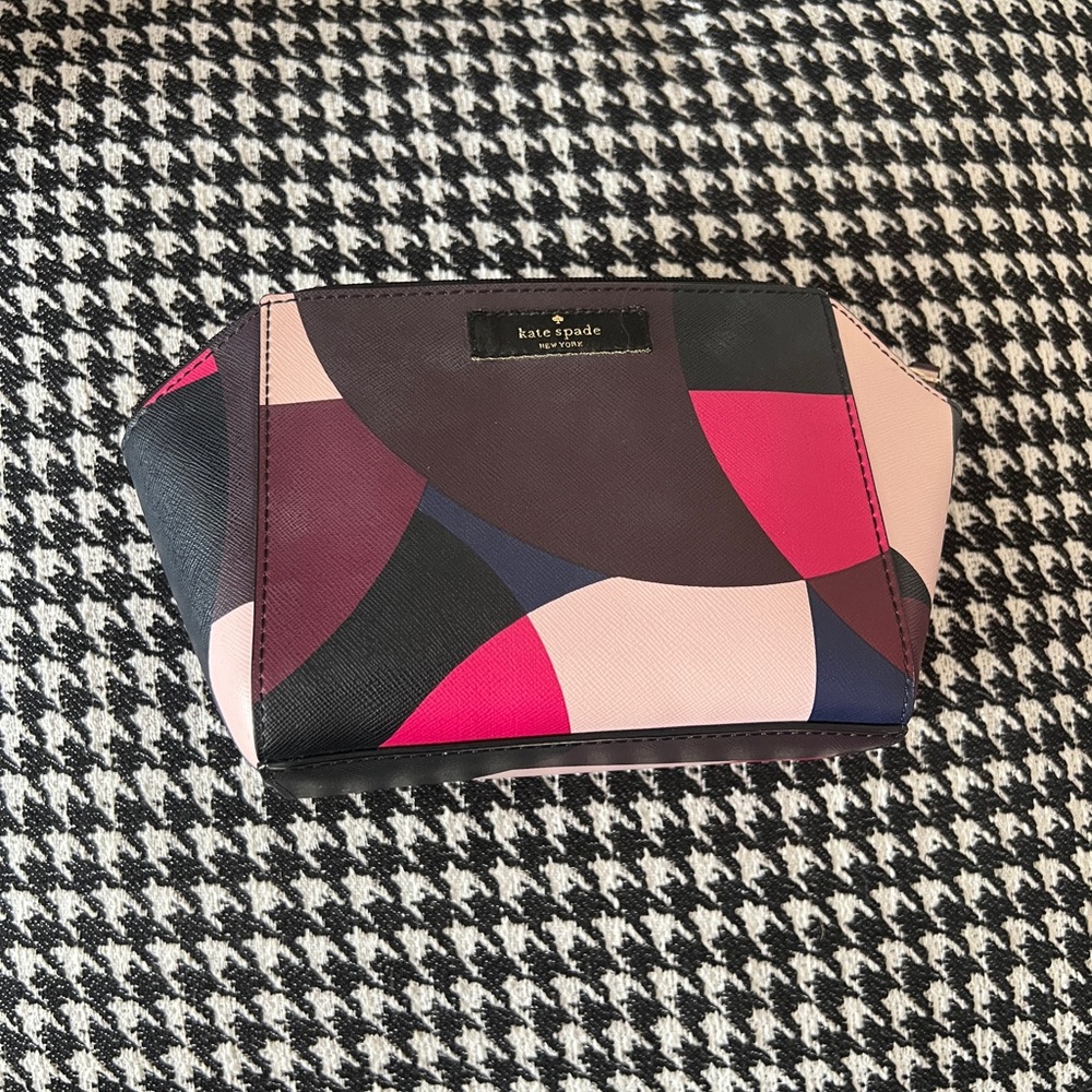 Kate Spade Pink and Black Geometric Cosmetic Bag